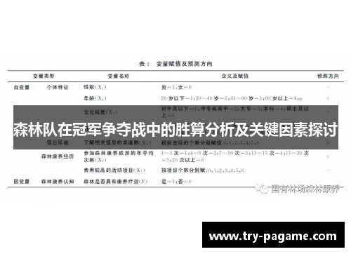 森林队在冠军争夺战中的胜算分析及关键因素探讨